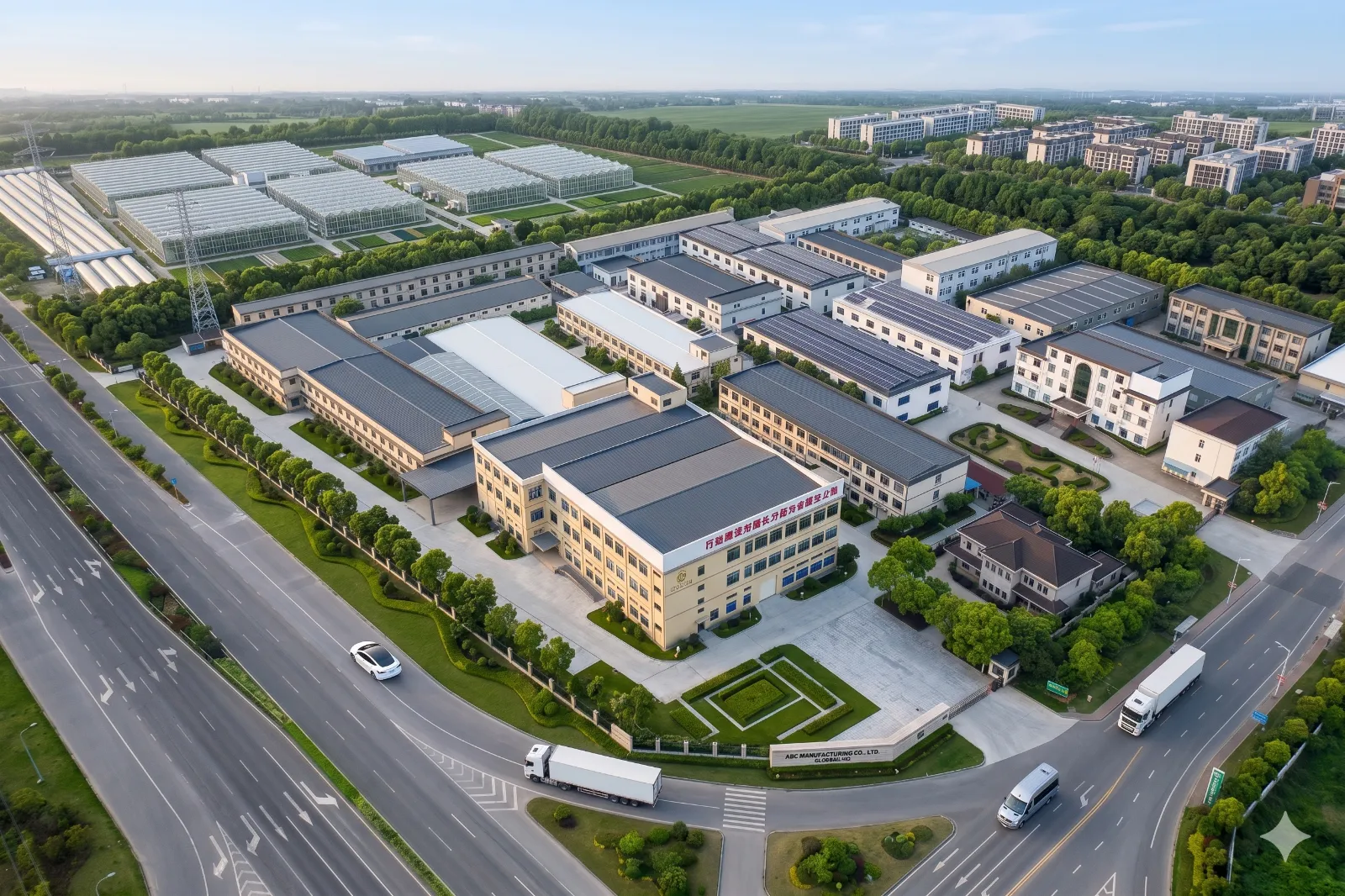 Aerial view of the manufacturing campus